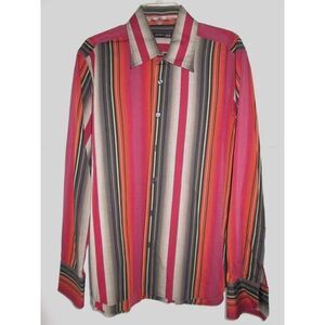 KENNETH COLE NEW YORK MENS BUTTON FRONT DRESS SHIRT MULTI COLOR SIZE XL